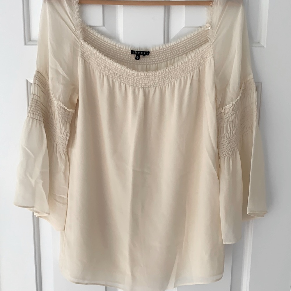 Theory smocked blouse